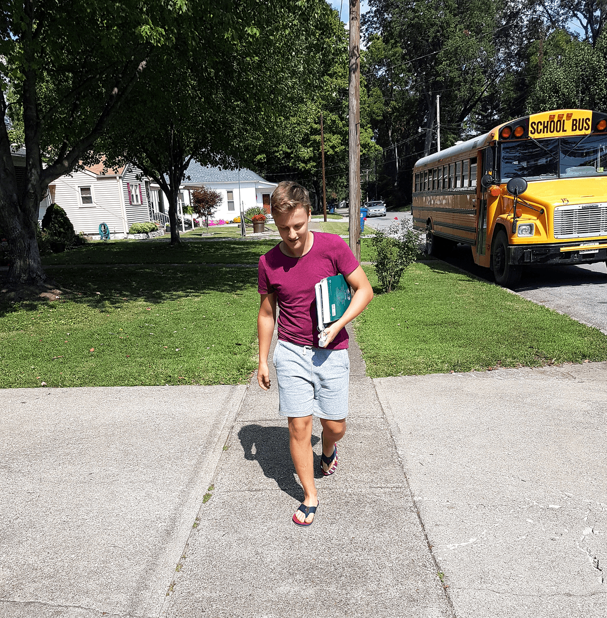 High School USA - student and schoolbus